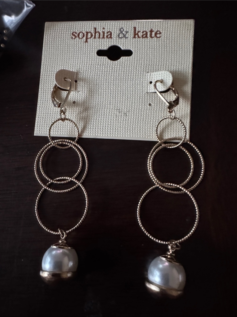 Sophia & Kate ,Gold-Tone Multi-Hoop Drop Earrings with Pearl Accent